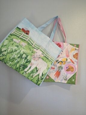 Lot Of Two TJ MAXX  REUSABLE SHOPPING TRAVEL TOTE BAGS